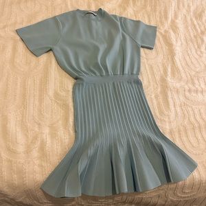 Zara light blue knit mini dress